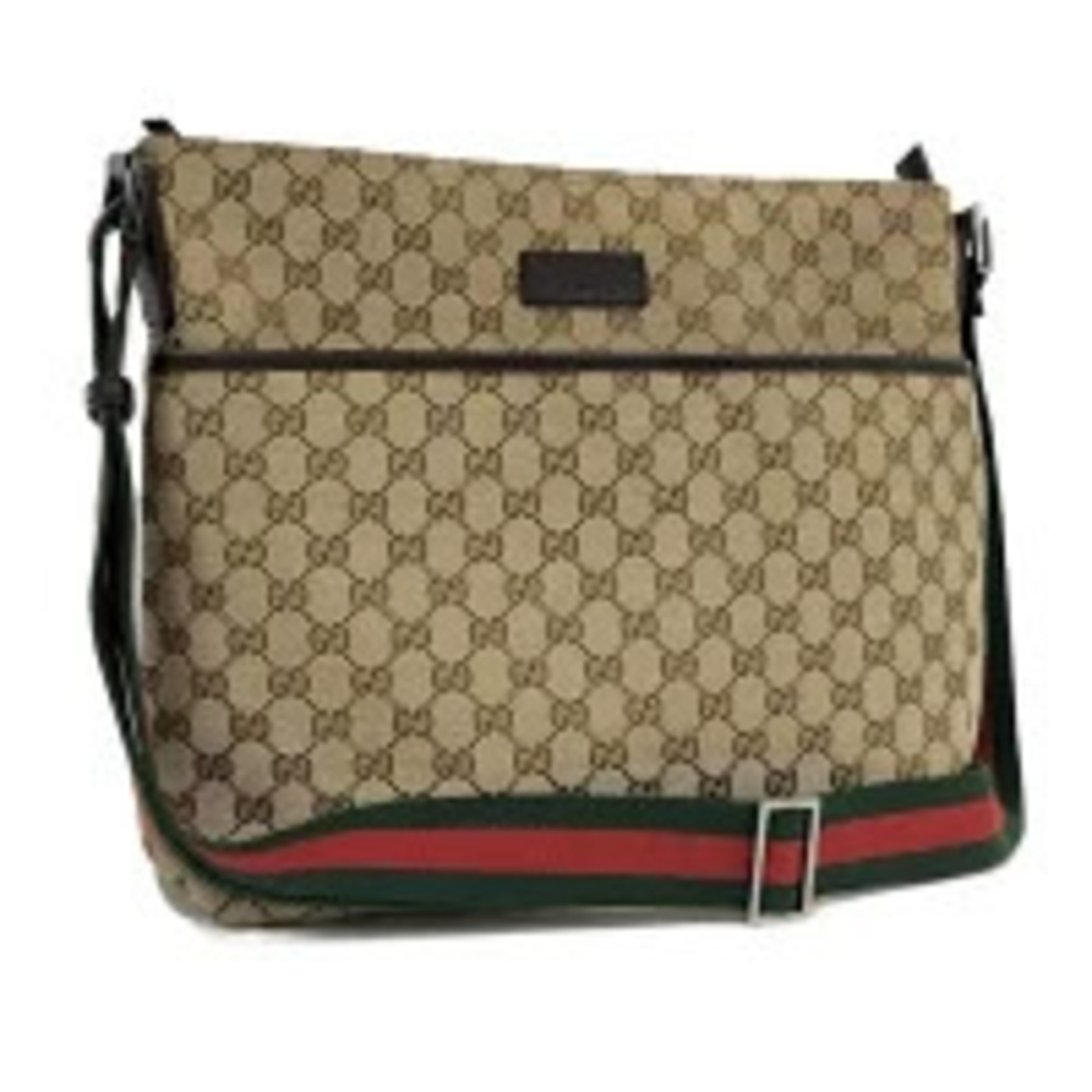 GUCCI GG Canvas Shoulder Bag Sherry Beige
